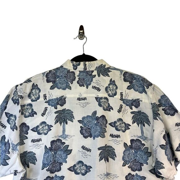 Vtg 90s Bugle Boy Hawaiian raime cotton blend Short Sleeve Button down aloha L - Picture 12 of 15